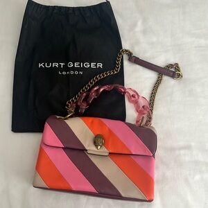 Kurt Geiger Rainbow Stripe Chain Strap Bag